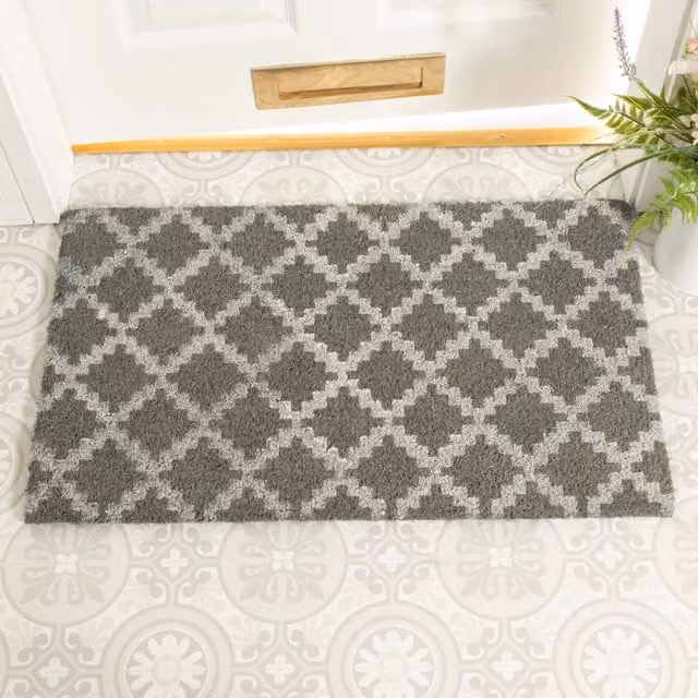 Artsy Grey Trellis Graphic Doormat, W/D: 45 x 75 cm – 1