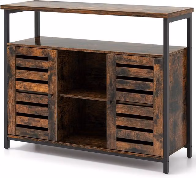 COSTWAY Industrial Wood Sideboard Storage Cabinet in Brown