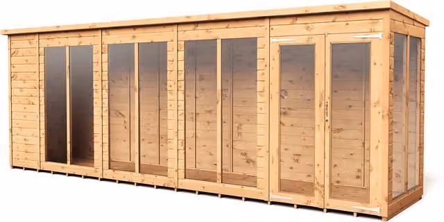 Empire Sheds Empire 18x4 Pent Summerhouse with Double Door and Window in Brown