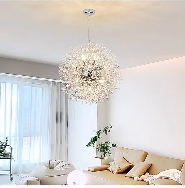 Garden Sanctuary Sputnik Crystal Hanging Pendant Light in Silver