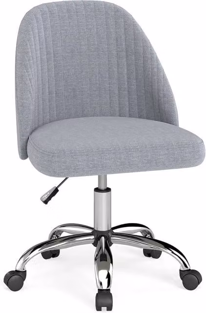 Gymax Modern Grey Fabric Swivel Office and Vanity Task Chair with Castors and Height Adjustment – 1