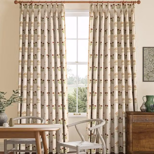 William Morris At Home Made to Measure Blackout Floral Fabric Panel in Red, Orange and Multicolour