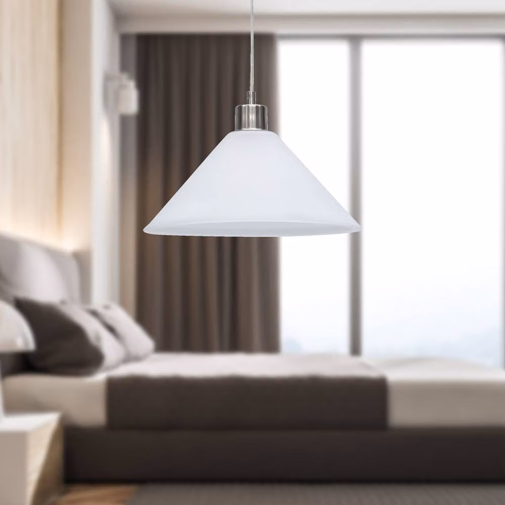 First Choice Lighting Fenton Pendant Light in Silver with White Frosted Glass – 2