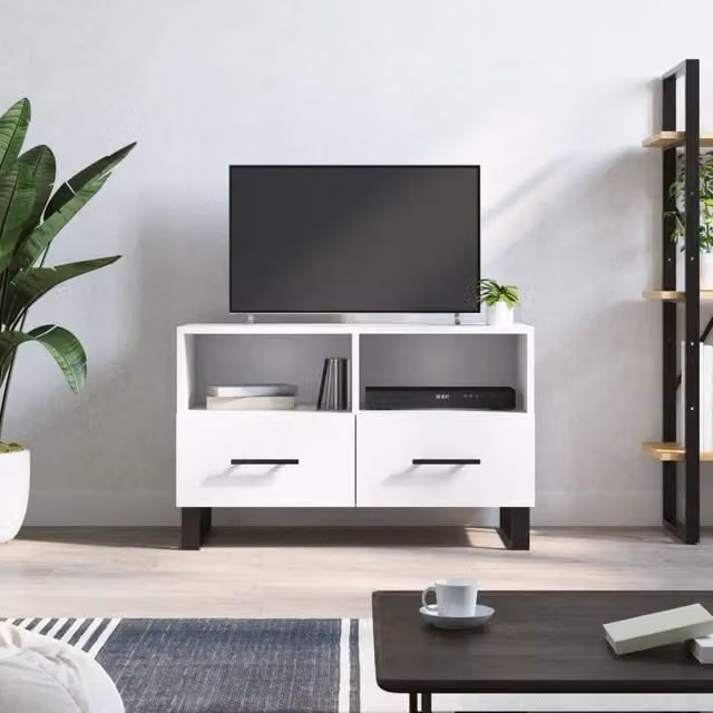 Berkfield Home Modern White TV Cabinet W/D/H: 80 x 36 x 50 cm – 1