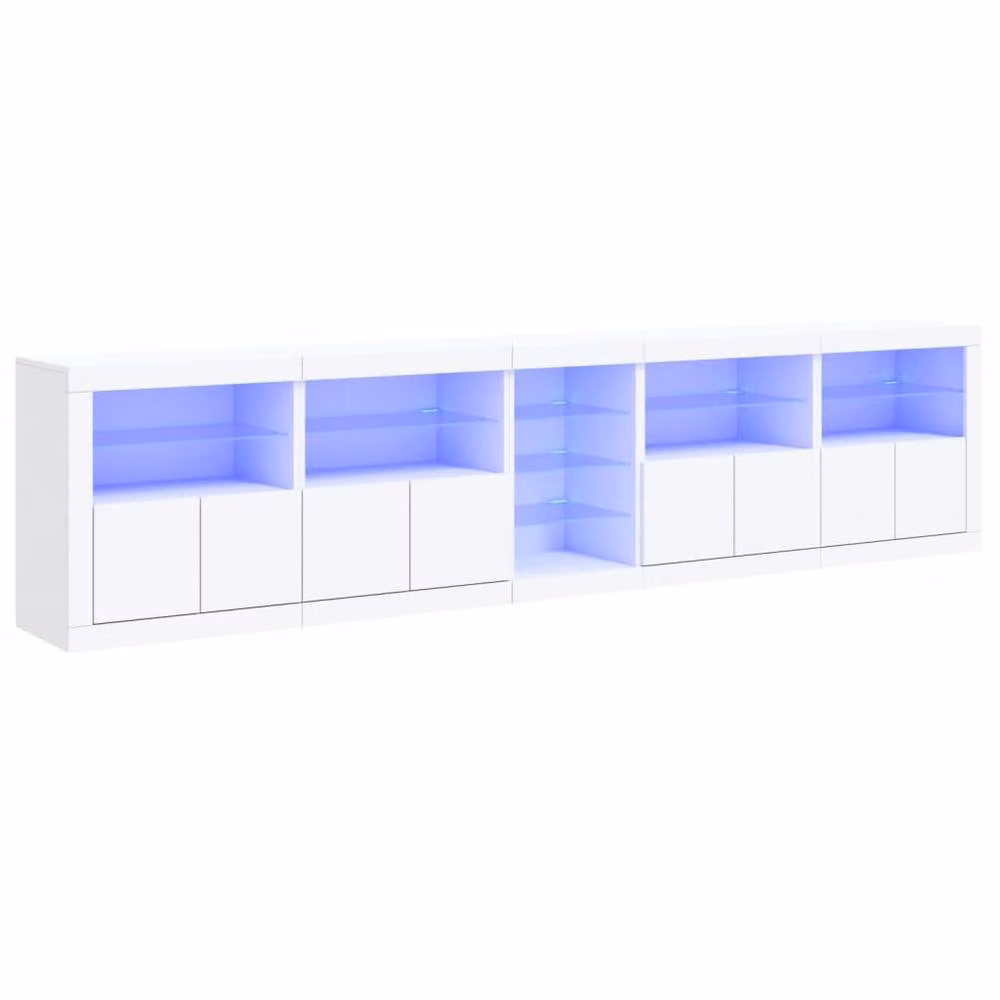 Berkfield Home Modern Glossy White Sideboard with Integrated LED Lights W: 283 cm, D: 37 cm, H: 67 cm – 2