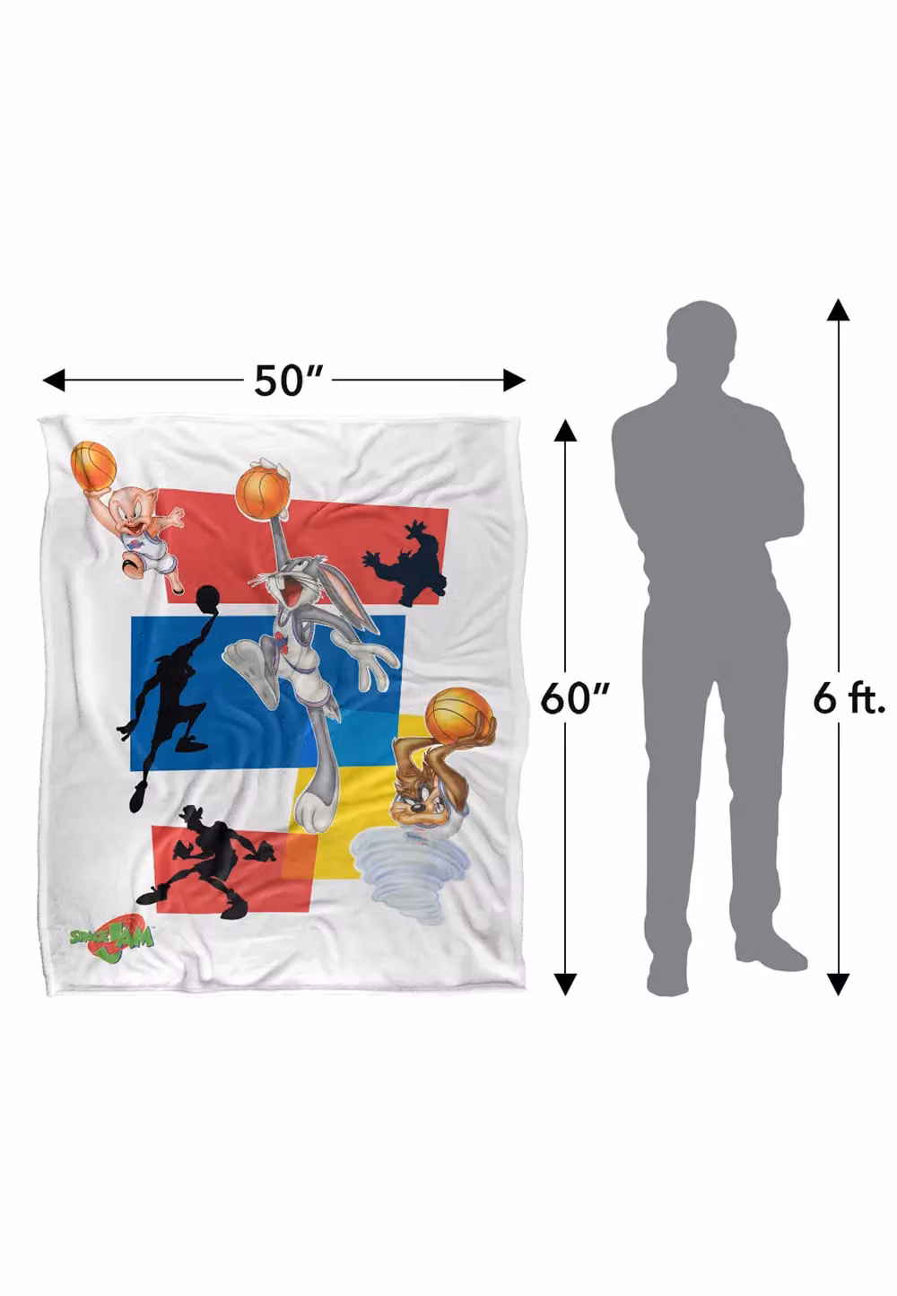 Warner Brothers Space Jam Silky Touch Super Soft Throw Blanket in White, W: 152 cm, D: 127 cm – 2