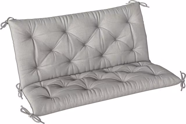 Outsunny 2 Seater Bench Pad with Back and Ties, Light Grey, W: 98 cm x H: 100 cm – 1