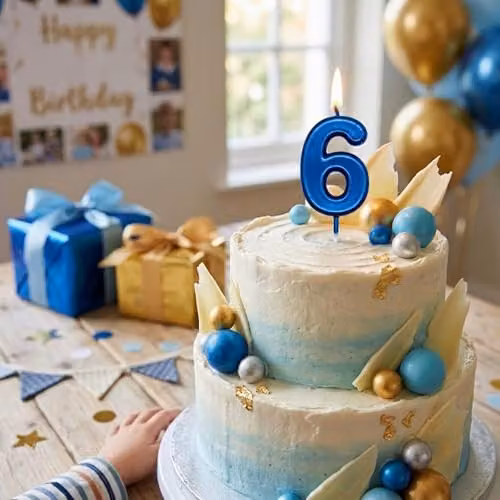 Shatchi Blue Number 6 Birthday Cake Topper Candle – 2