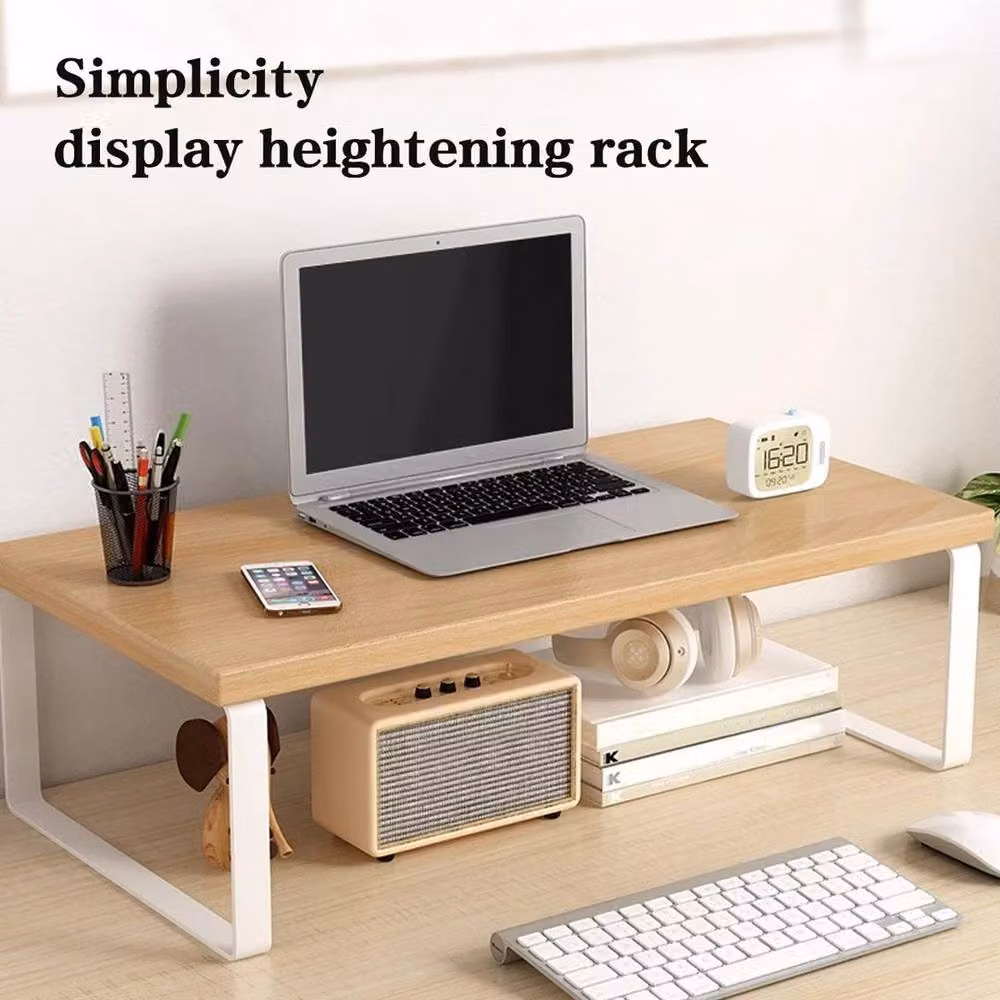 PAWNORA White Wood Monitor Stand Riser Desktop Screen Holder Shelf, Width: 50 cm – 6