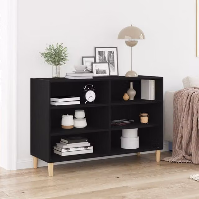 Berkfield Home Black Oak Sideboard, W/D/H: 103.5 x 35 x 70 cm – 1
