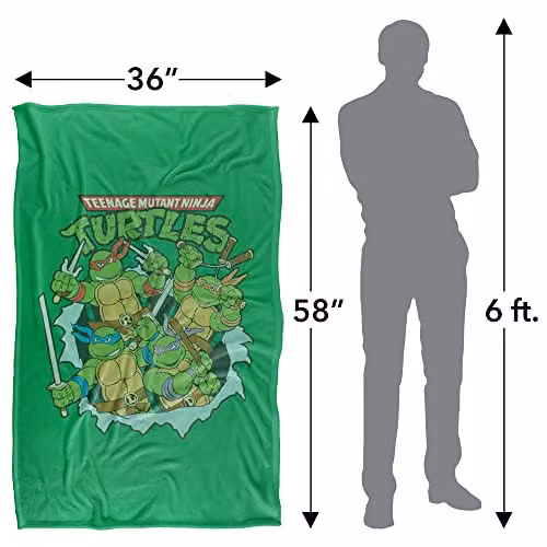 LOGOVISION TMNT Retro Super Soft Silky Touch Fleece Blanket, Multicolour and Green – 2