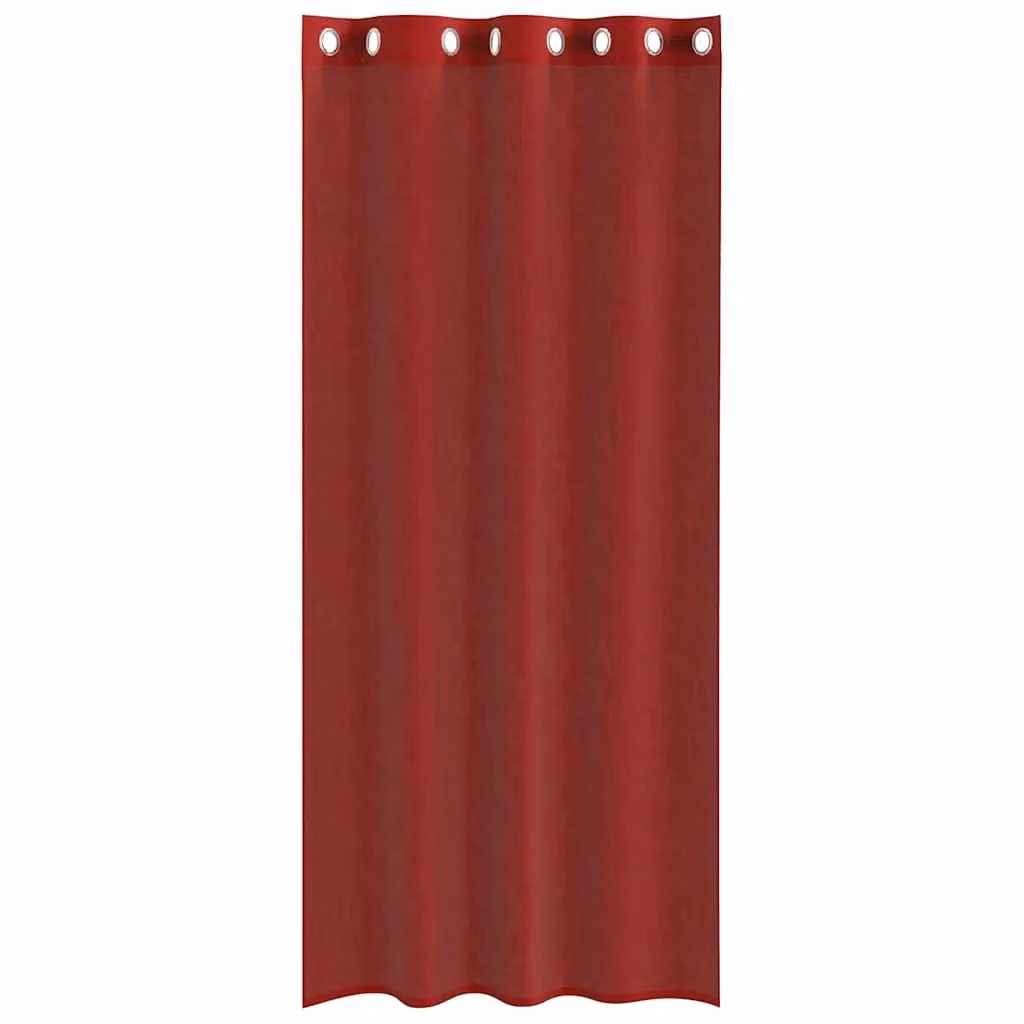 Berkfield Home Red Plain Voile Fabric Curtains with Eyelets, 2 Pack – 3