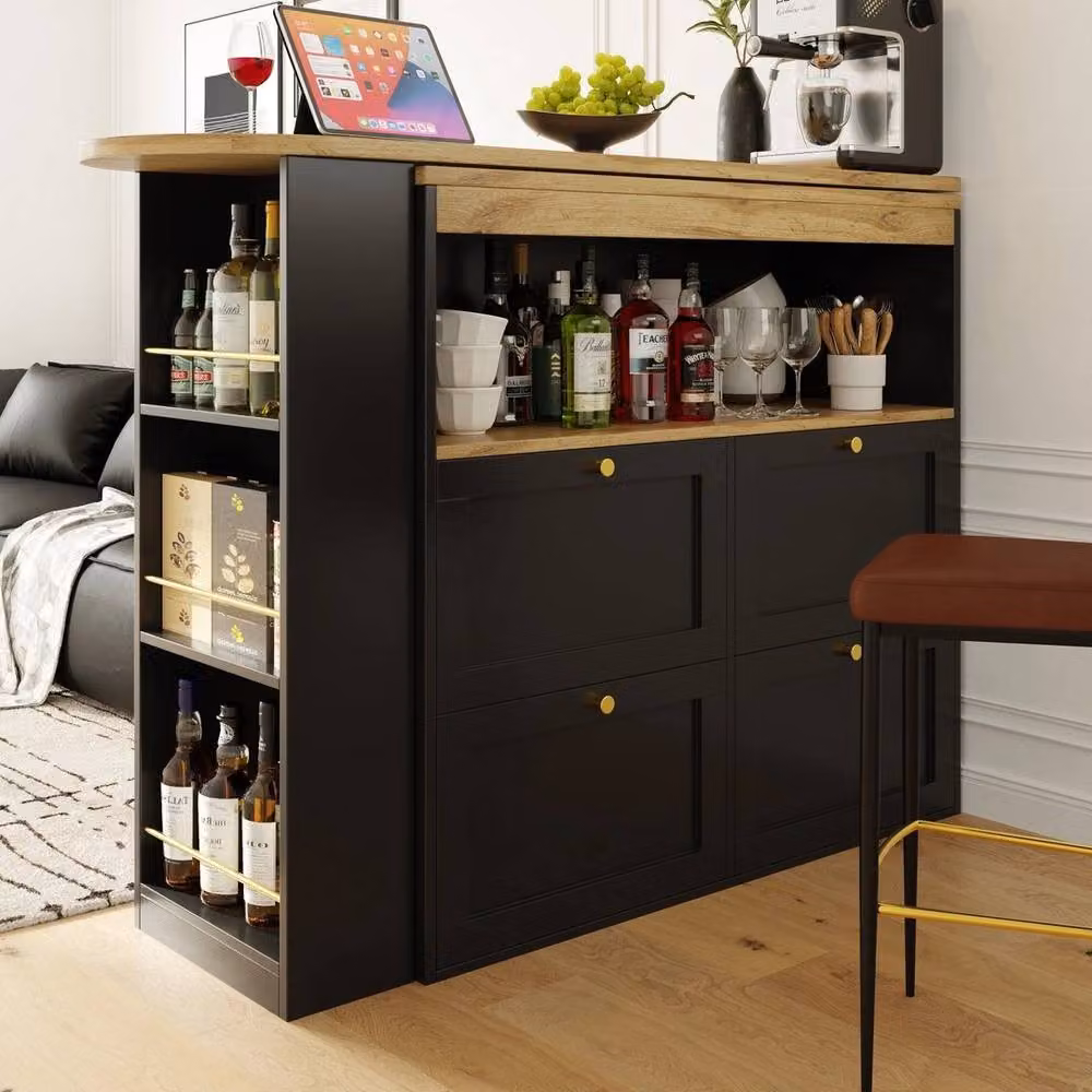 KORVIXA 360° Dining Bar Table Kitchen Island in Black, W: 40 cm, H: 60 cm – 3