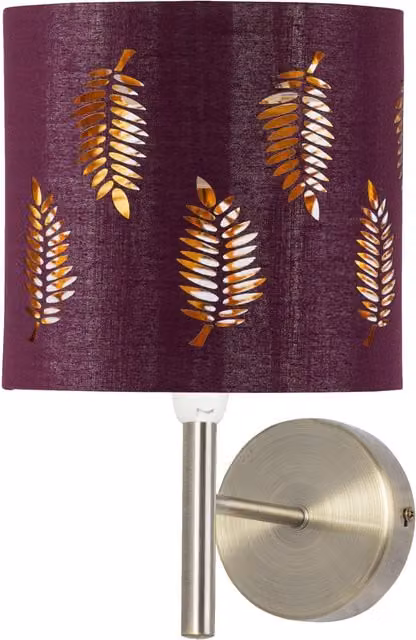First Choice Lighting Brea Antique Brass Wall Light with Red Fabric Shade – 1
