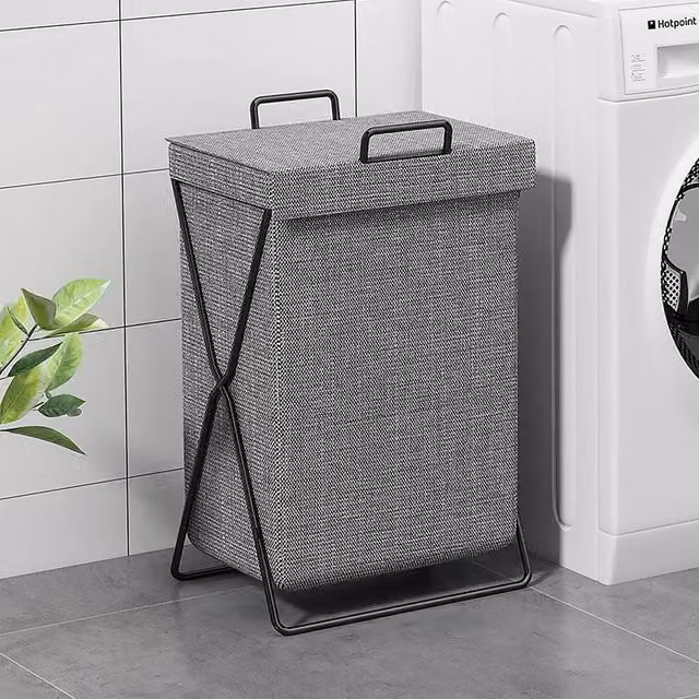 PAWNORA Grey Fabric Laundry Basket – 1