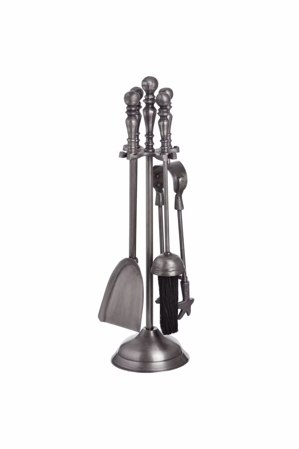 KDMD Traditional Antique Pewter 5-Piece Fireplace Companion Set in Silver – 2