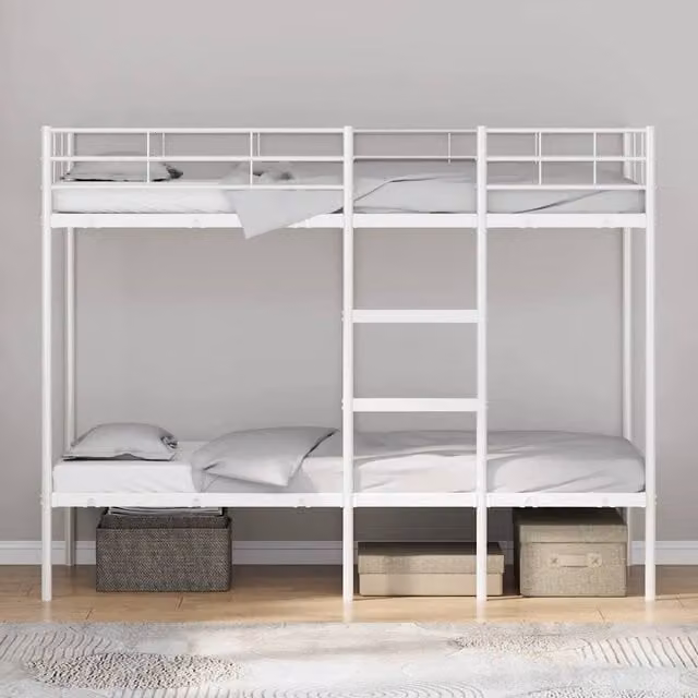 Berkfield Home Breathable Metal Bunk Bed in White, W/D/H: 80 x 200 cm – 1