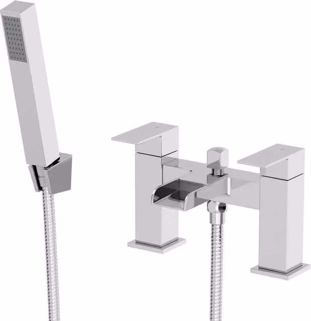 KORVIXA Modern Two-Handle Brass Bathroom Bath Shower Mixer Tap Set in Silver Chrome