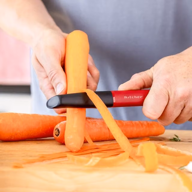 KitchenAid Euro Peeler with Serrated Stainless Steel Blade and Red Plastic Handle
