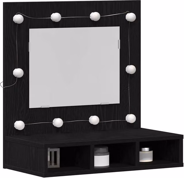 Berkfield Home Black Oak Wood Vanity Unit with Medium Mirror – 1