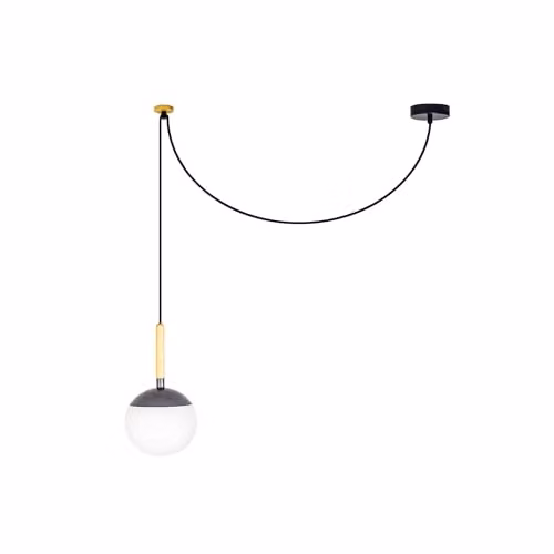 Netlighting Mine Sphere Pendant Light in Grey and Wood with E27 Bulb Holder – 1