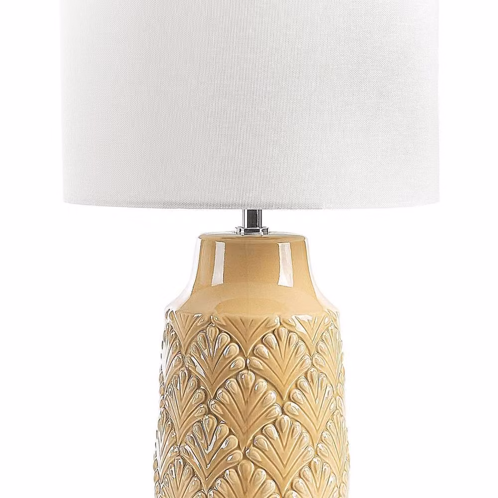 Wyld and Coco Yellow Ceramic Table Lamp with White Fabric Shade – 2