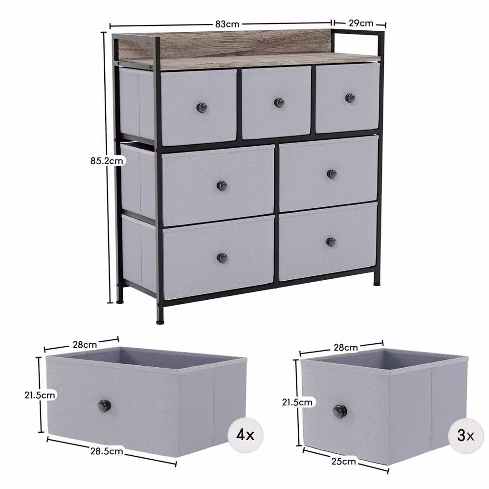 Kelvenix Modern Beige and Grey Wood and Metal Chest of Drawers for Bedroom or Living Room – 2