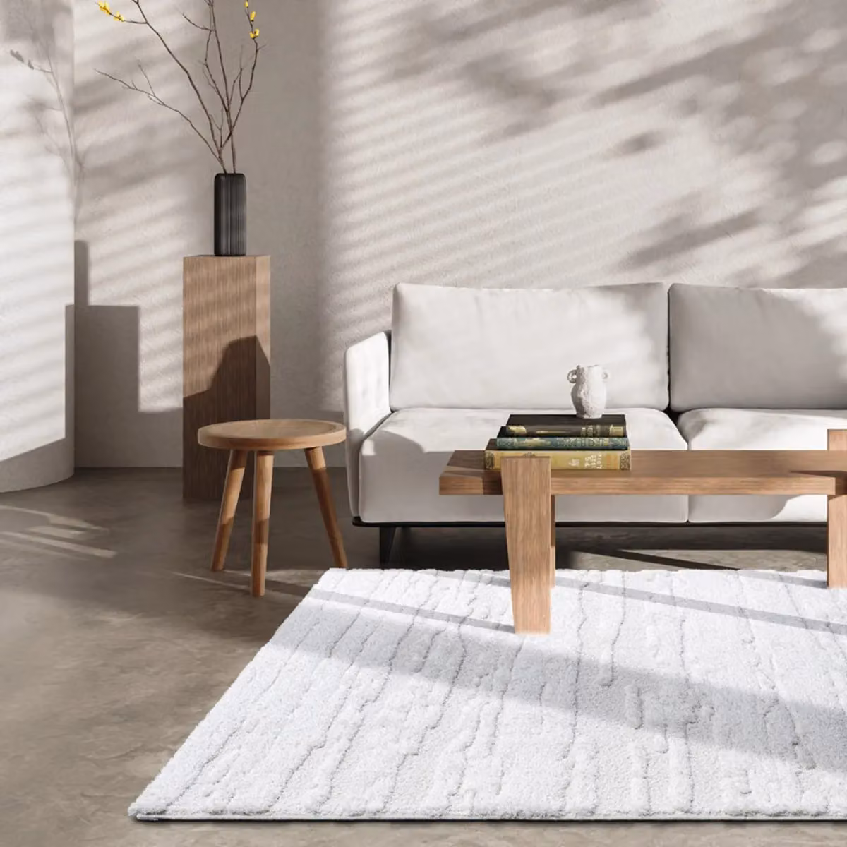 The Rug Shop UK Modern Abstract Easy to Clean Area Rug in Cream and White, W: 160 cm, D: 230 cm – 2