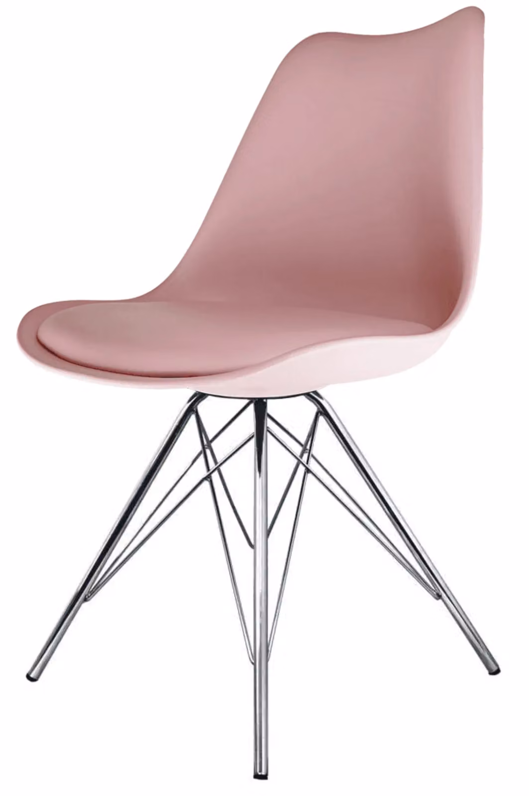 Fusion Living Soho Plastic Dining Chair with Chrome Metal Legs in Pink – 2