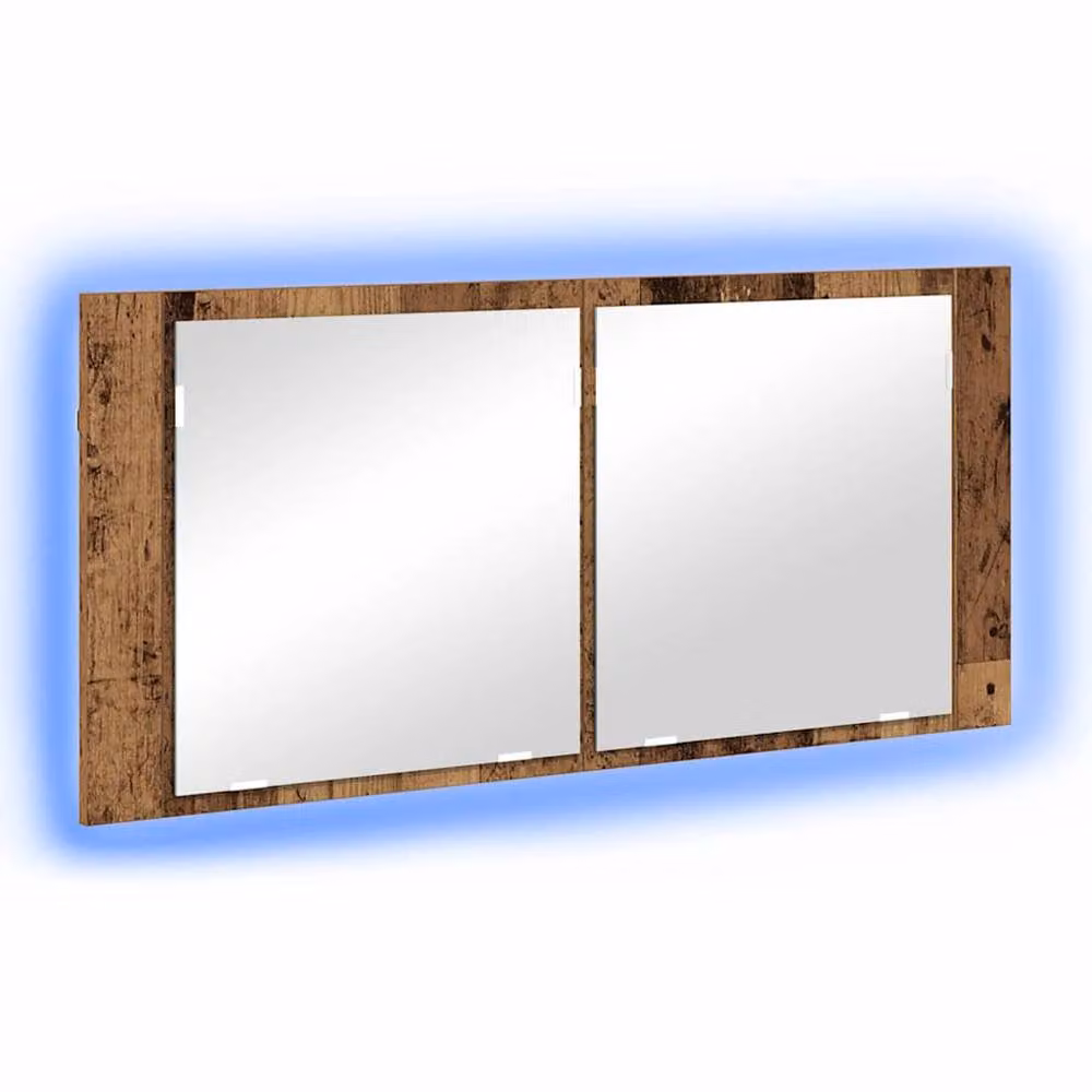 Berkfield Home LED Mirror Cabinet in Brown Old Wood, W/D/H: 100 x 12 x 45 cm – 3