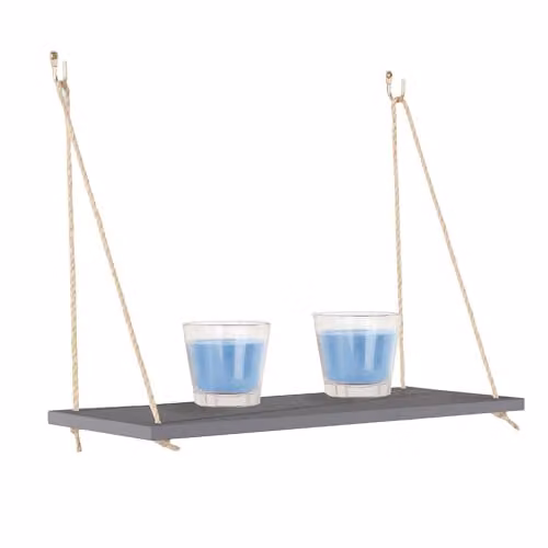 Core Products Thames Single Rope Wall Mounted Shelf, Grey, W/D/H: 44 x 19 x 35 cm