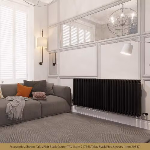 UK Radiators Alpha 4 Column Traditional Cast-Iron Style Steel Radiator, Black, W: 1340 mm, H: 600 mm – 3
