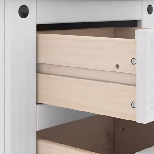 vidaXL Corona White Bedside Table in Solid Pine Wood, W/D/H: 53 x 39 x 47 cm – 3