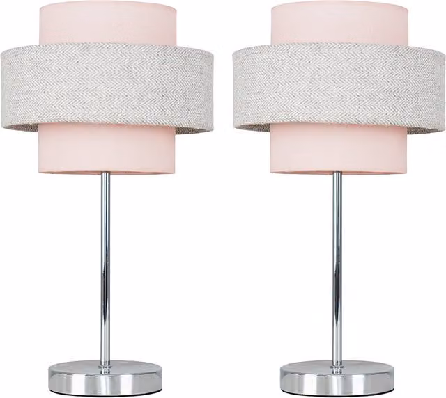 ValueLights Weaver Touch Table Lamps - Set of 2 - Pink