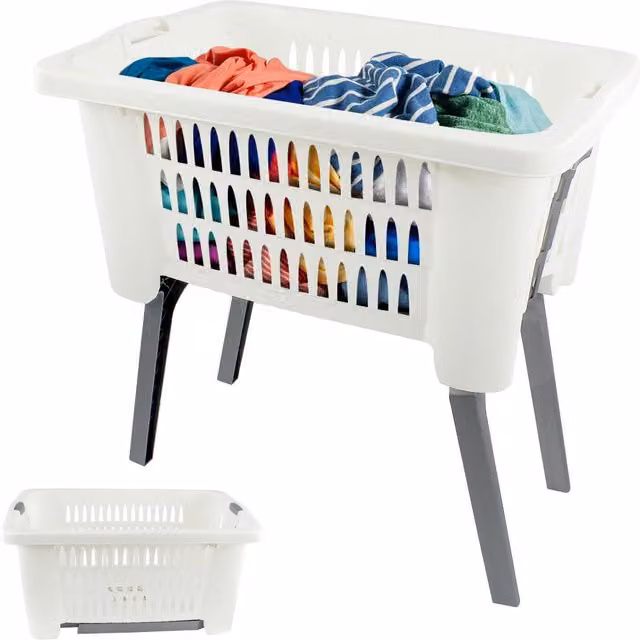 Geezy Collapsible Folding Laundry Basket with Handles, White