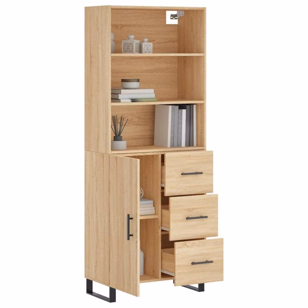 Berkfield Home Sonoma Oak Highboard in Light Brown, W/D/H: 69.5 x 34 x 180 cm – 2