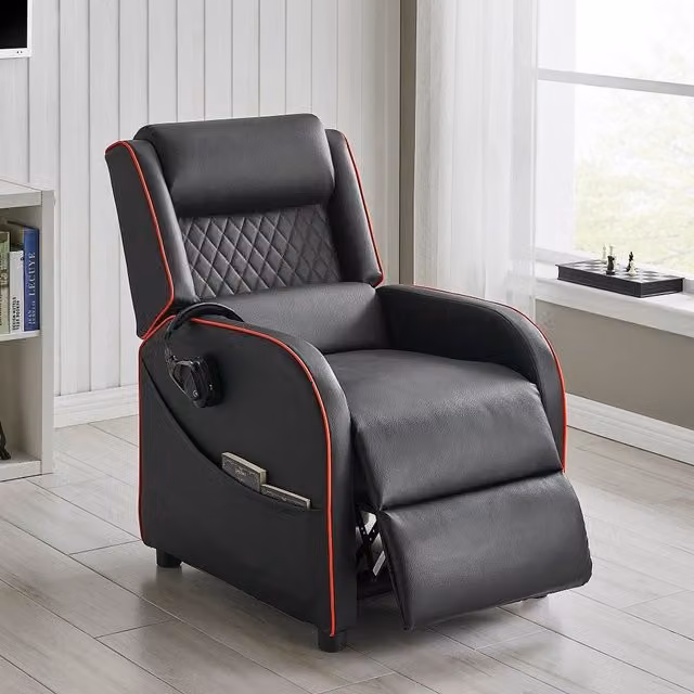 GRS Hazel Ergonomic Gaming Racer Recliner Chair in Black Faux Leather