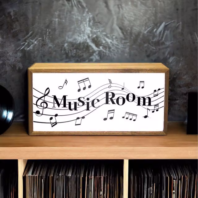 Echo Three Brown Wood LED Wall Light Box for your Home Music Room