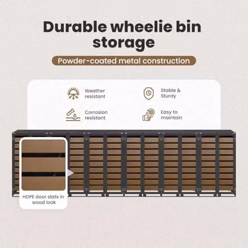 vidaXL Steel Wheelie Bin Storage for 6 Bins, Anthracite – 2