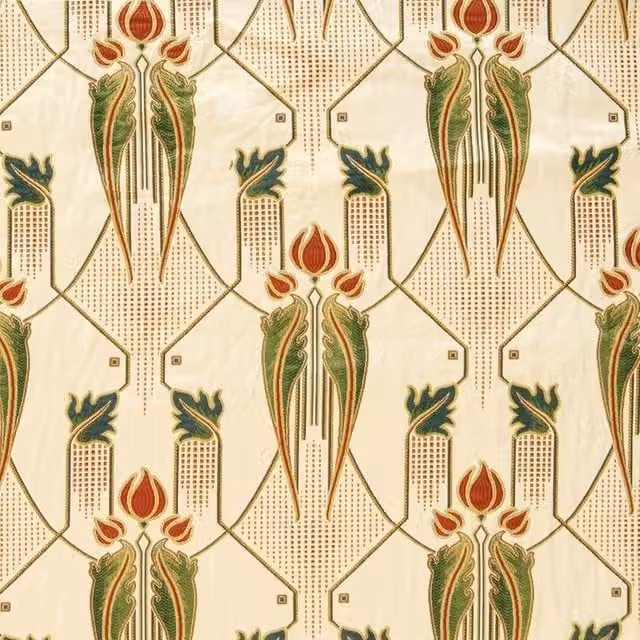 Terrys Multicolour Floral Chenille Fabric in Green and Red