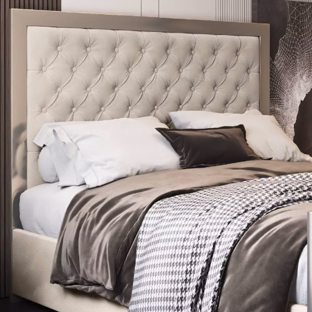 KDMD Minsmere King Size Upholstered Velvet Bed Frame with Lift Up Base in Cream and Beige – 4