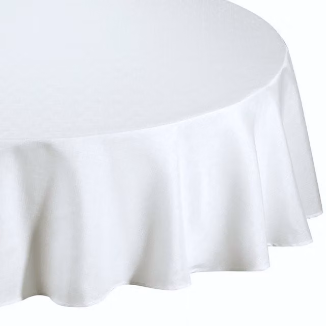 Kitchenwise White Linen Look Slubbed Round Tablecloth, Diameter: 175.26 cm