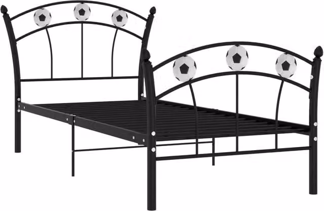 Berkfield Home Football Design Metal Bed Frame, Black, W: 90 cm, L: 200 cm