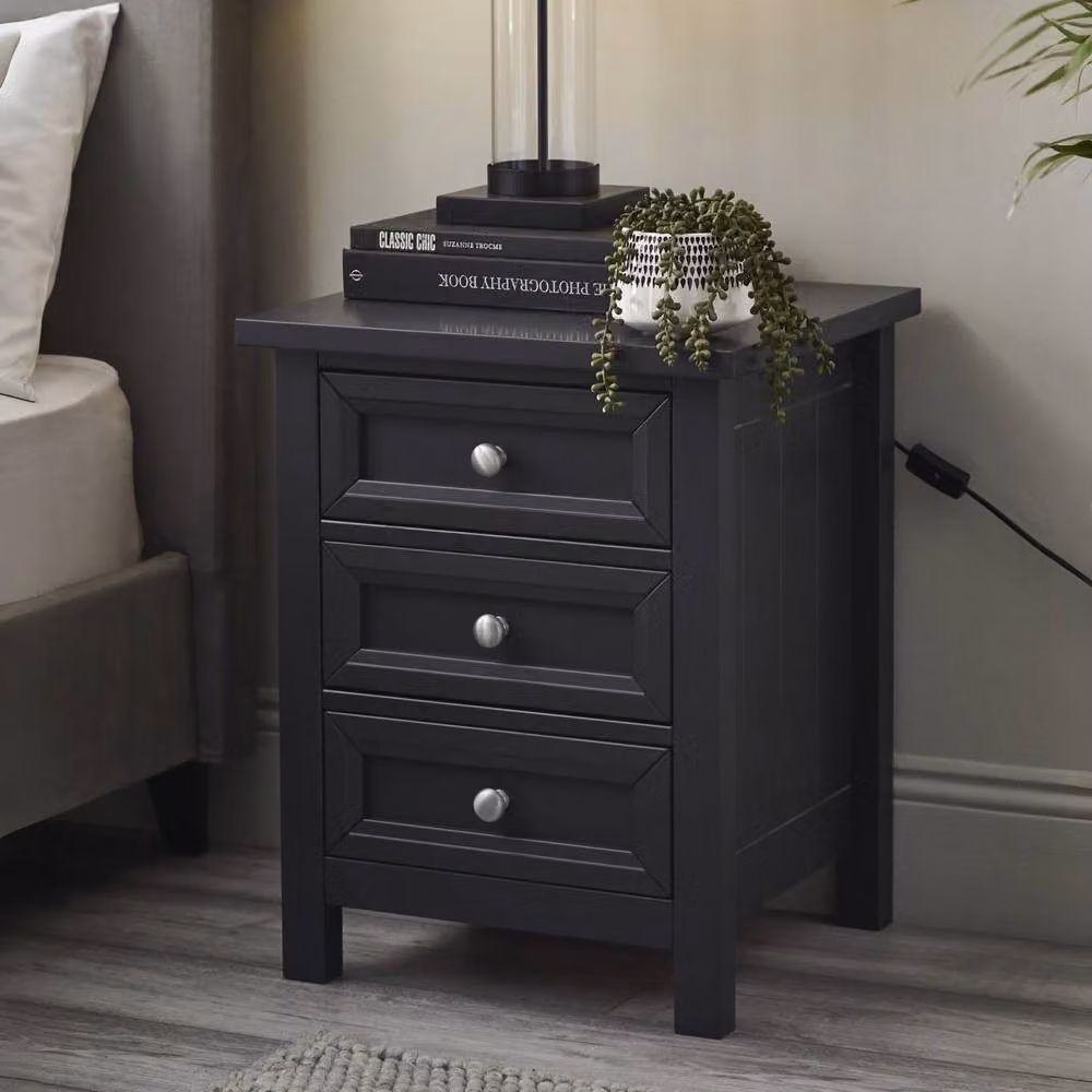 Cheshire Premium Solace 3 Drawer Anthracite Bedside Unit in Grey – 3