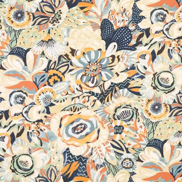 Terrys Tresco Fabric in Indigo Blue, Orange and Multicolour for Adults