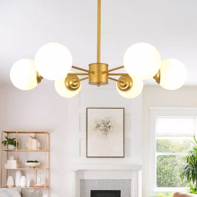 Goeco Gold Modern Glass Sphere Pendant Light with E27 Fitting