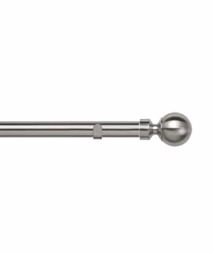 New Edge Blinds 28mm Fixed Metal Eyelet Curtain Pole Set with Sphere Finial in Silver