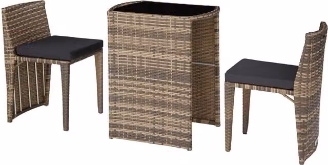 tectake Hamburg Garden Bistro Set in Beige with 1 Dining Table and 2 Chairs