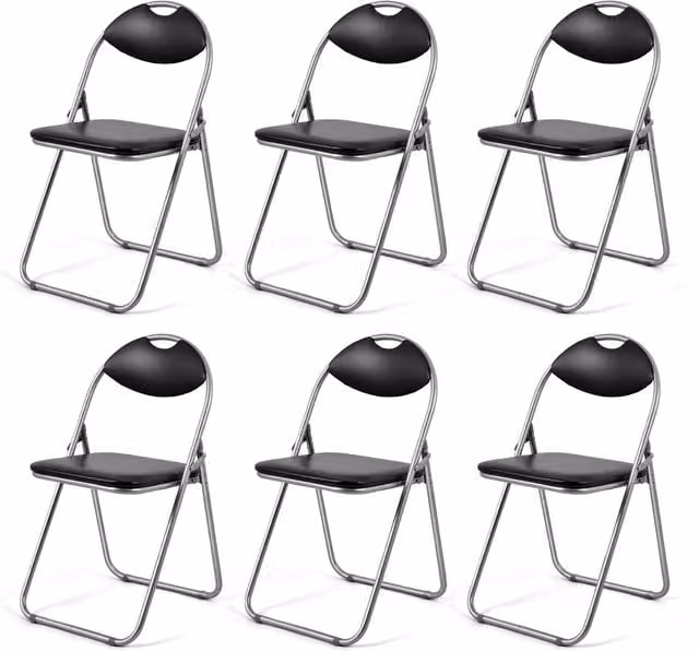 Costway 6 Pack Commercial Grade Metal Folding Chairs in Matt Black