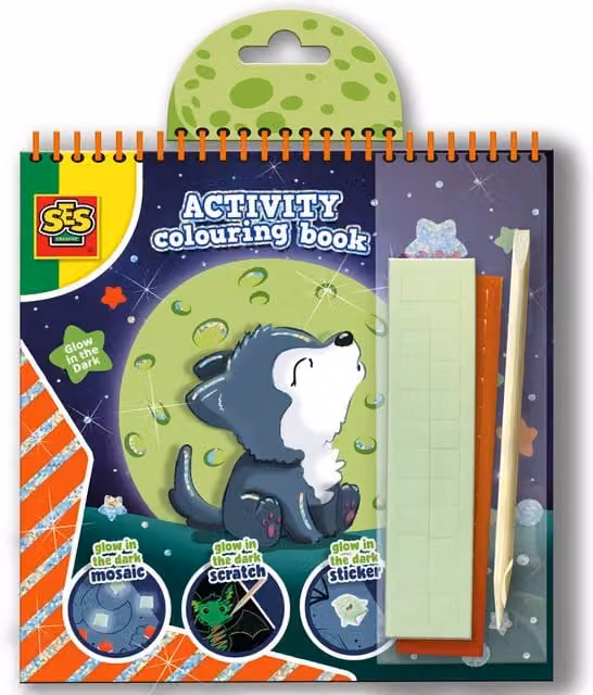 SES 3 in 1 Glow in the Dark Activity Colouring Book in Multicolour